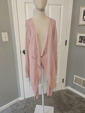 CJ Banks Pink Knit Open Front Cardigan